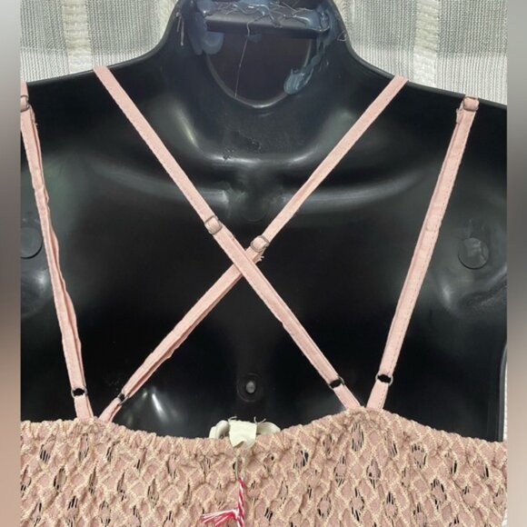 Elegant Lace Pink Blush V Neck Maxi Dress by Umgee Size 6 NWT - Picture 8 of 16